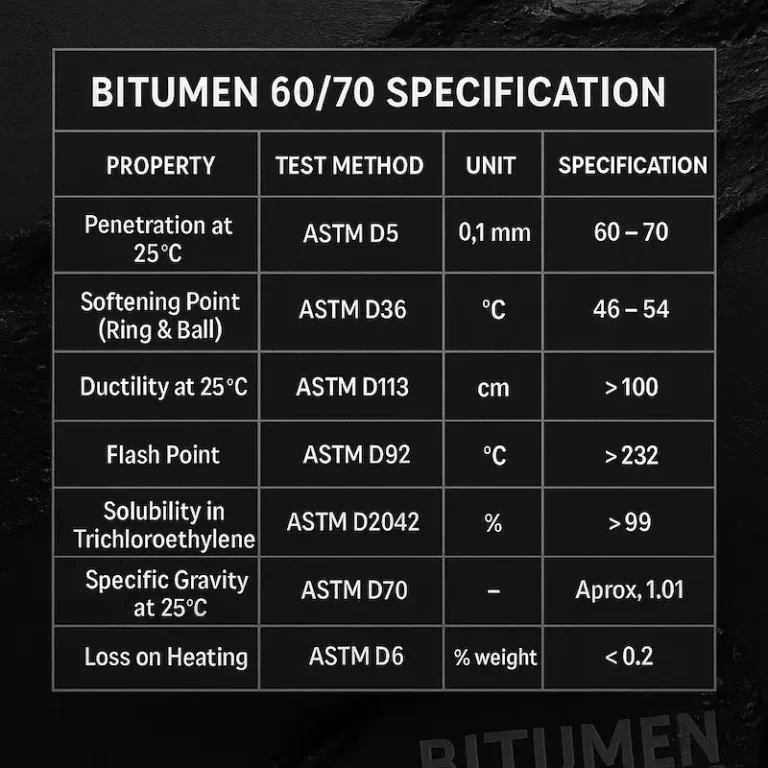 specification of bitumen 6070